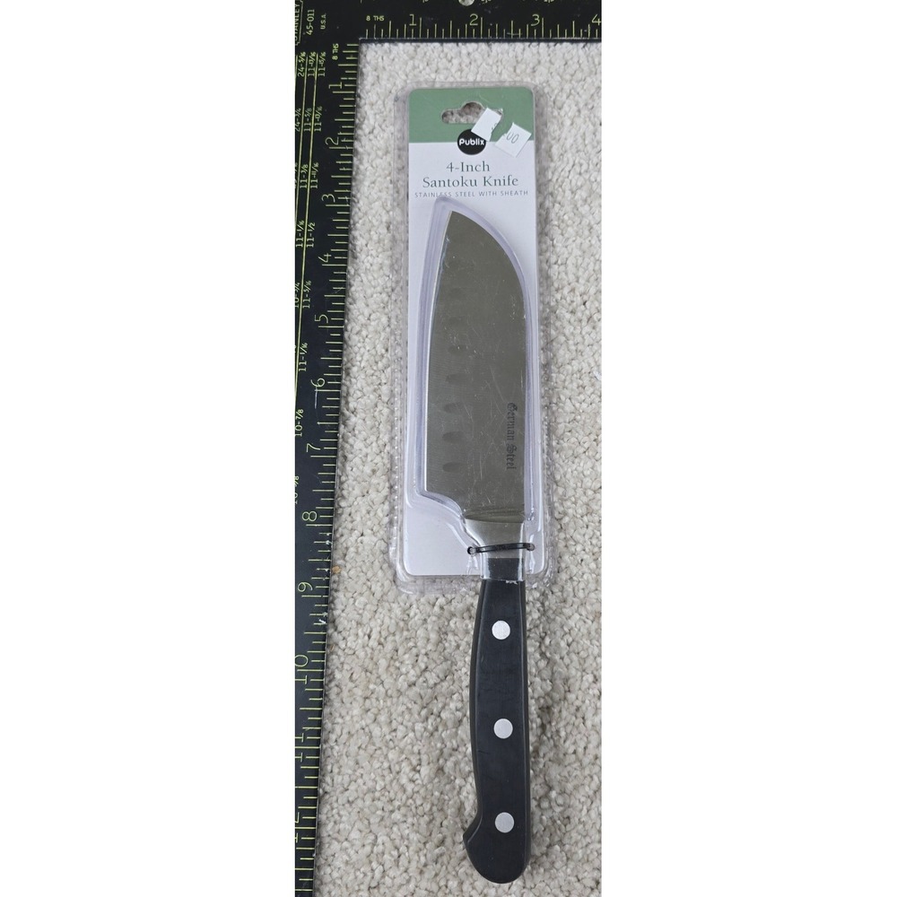 Publix Santoku Knife Black 4-Inch German Stainless Steel with Sheath